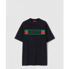 구찌 프린트 코튼 저지 티셔츠