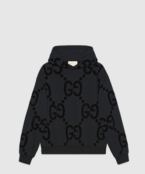 구찌 GG 플로킹 프린트 코튼 플리스 스웨트셔츠
