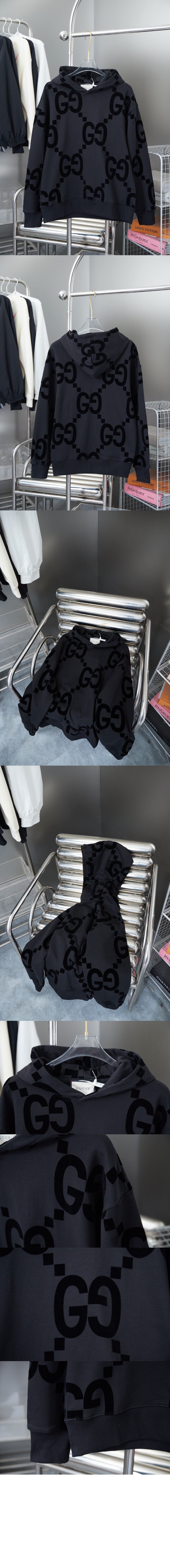 구찌 GG 플로킹 프린트 코튼 플리스 스웨트셔츠