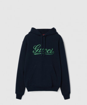 구찌 코튼 저지 후드 스웨트셔츠