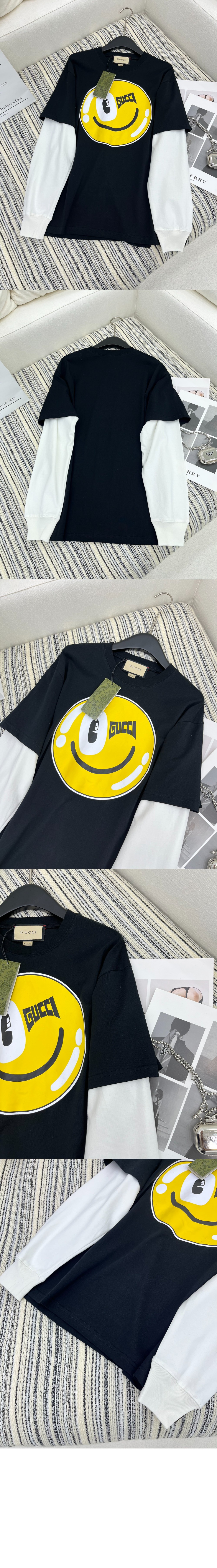 구찌 니트 면 프린트 티셔츠