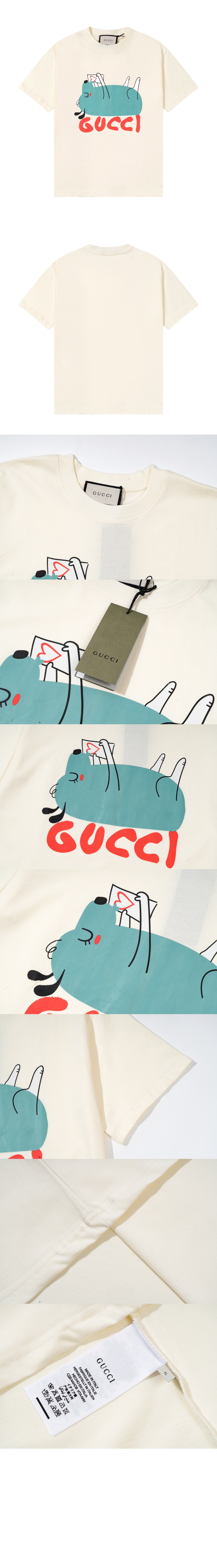 구찌 프린트 면 티셔츠