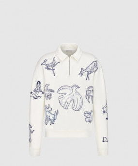 디올 지퍼 칼라 스웨트셔츠