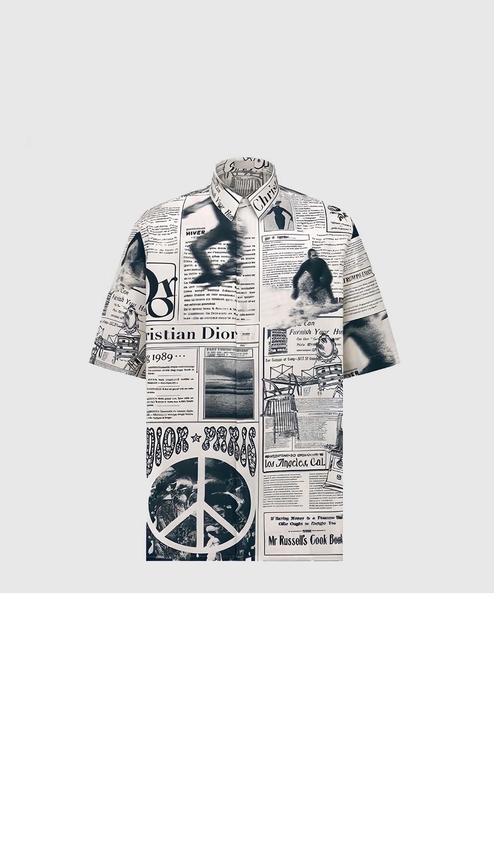 디올 가제트 프린팅 하와이안 셔츠