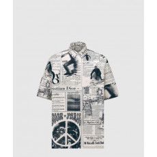 디올 가제트 프린팅 하와이안 셔츠