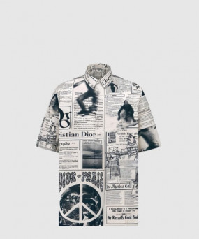 디올 가제트 프린팅 하와이안 셔츠