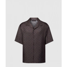 루이비통 프린티드 모노그램 쇼트 슬리브드 실크 셔츠