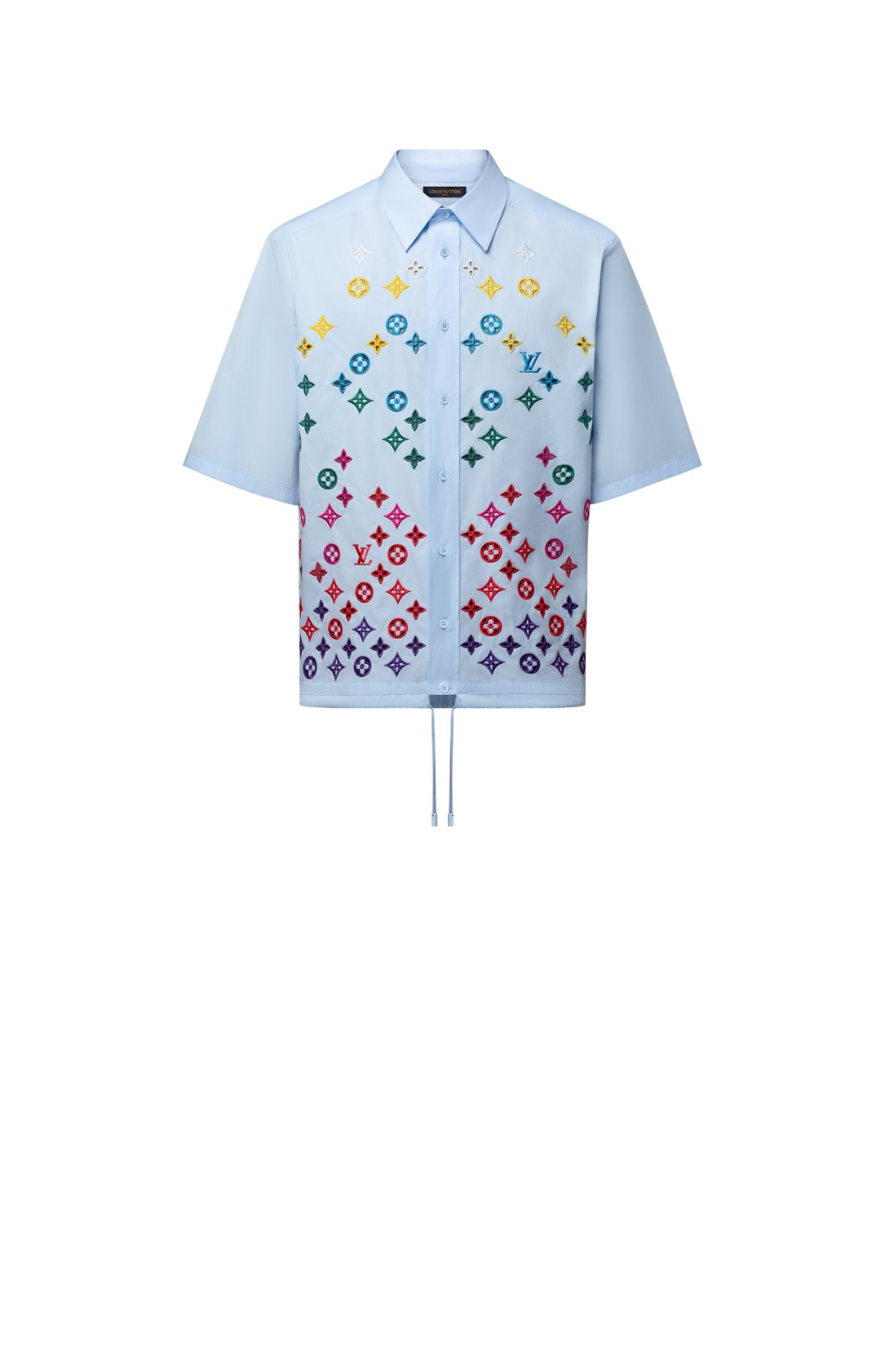 루이비통 모노그램 플라워 엠브로이더드 쇼트 슬리브드 셔츠