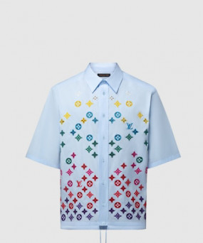 루이비통 모노그램 플라워 엠브로이더드 쇼트 슬리브드 셔츠