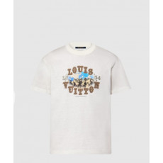 루이비통 그래픽 코튼 앤드 리넨 블렌드 티셔츠