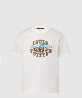 루이비통 그래픽 코튼 앤드 리넨 블렌드 티셔츠