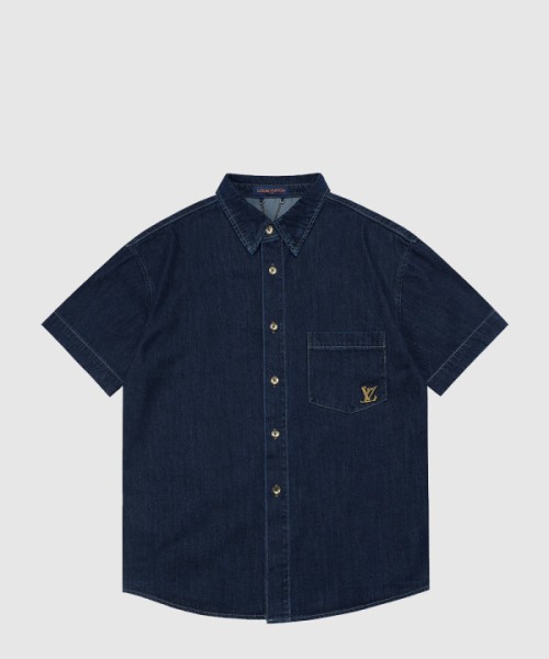 루이비통 시그니처 데님 쇼트 슬리브드 셔츠
