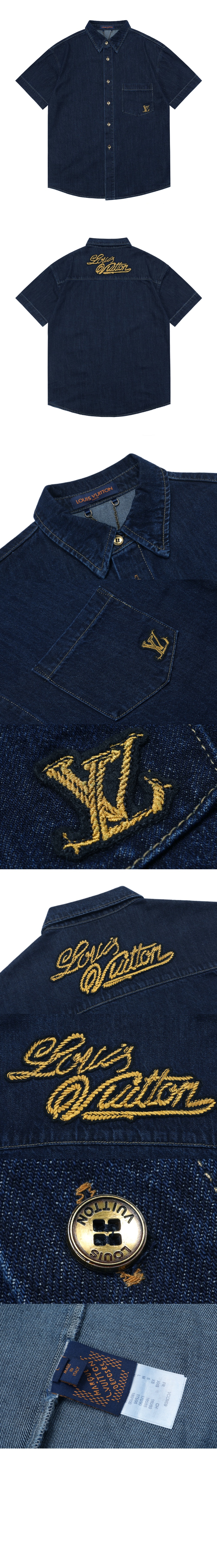 루이비통 시그니처 데님 쇼트 슬리브드 셔츠