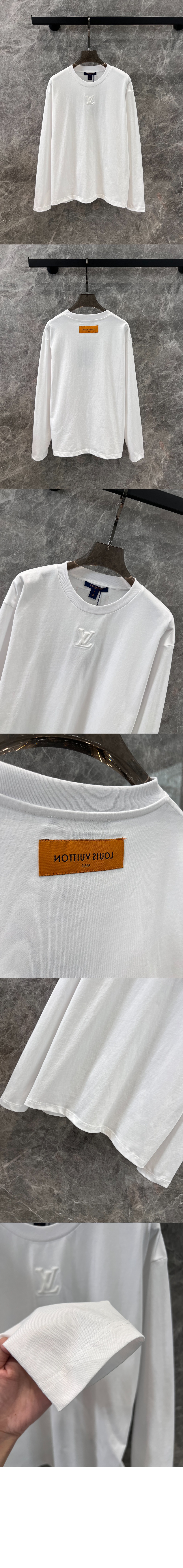 루이비통 엠보스드 롱 슬리브드 티셔츠