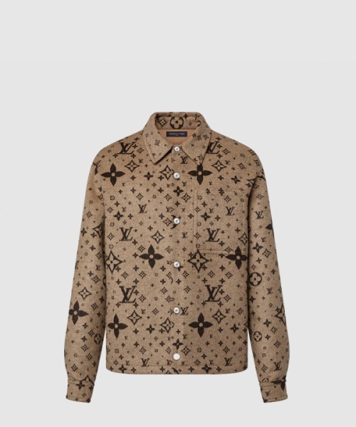 루이비통 모노그램 더블 페이스 울, 실크 앤드 캐시미어 블렌드 오버셔츠