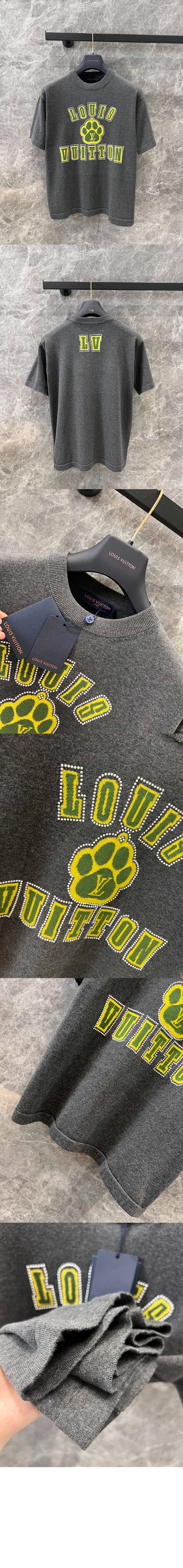 루이비통 엠벨리시드 쇼트 슬리브드 코튼 크루넥