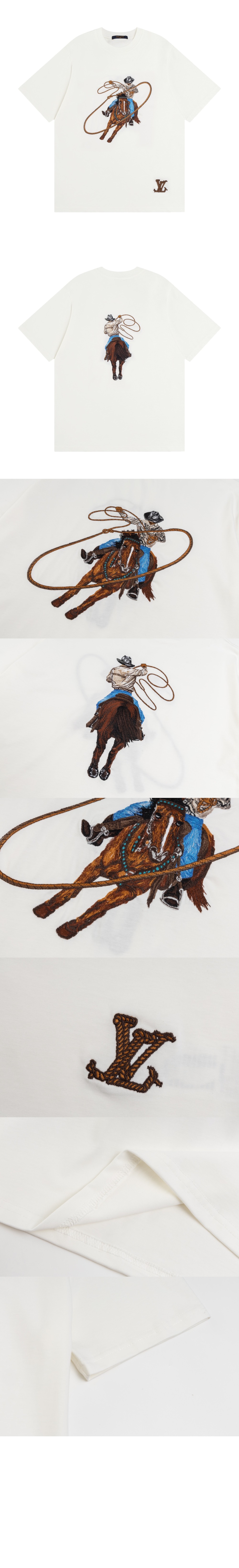 루이비통 그래픽 엠브로이더드 코튼 티셔츠