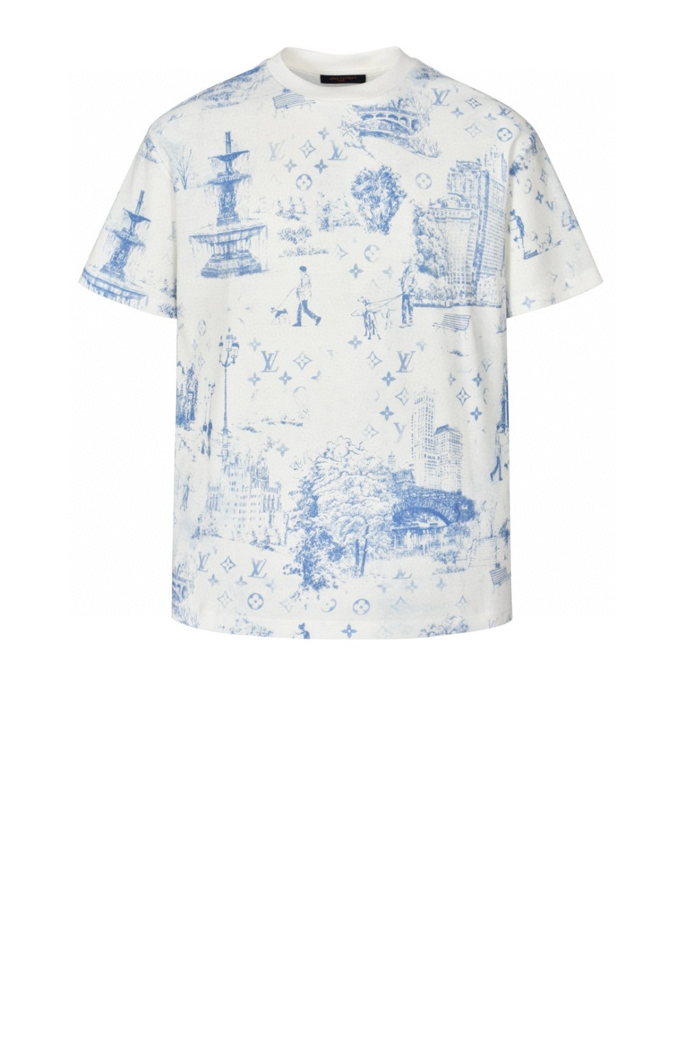 루이비통 프린티드 코튼 피케 티셔츠