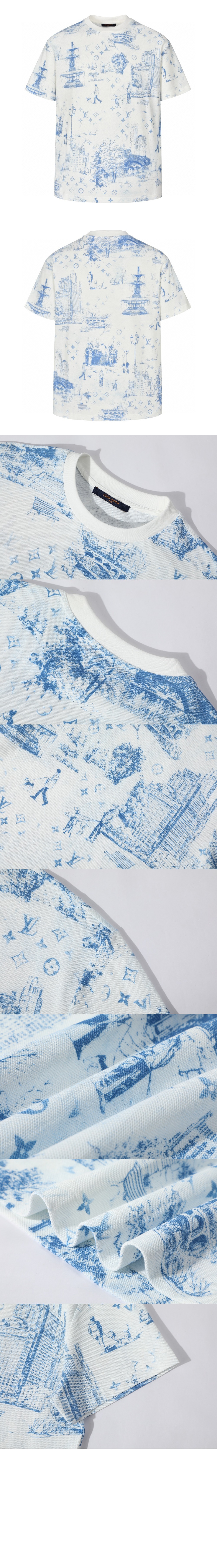 루이비통 프린티드 코튼 피케 티셔츠
