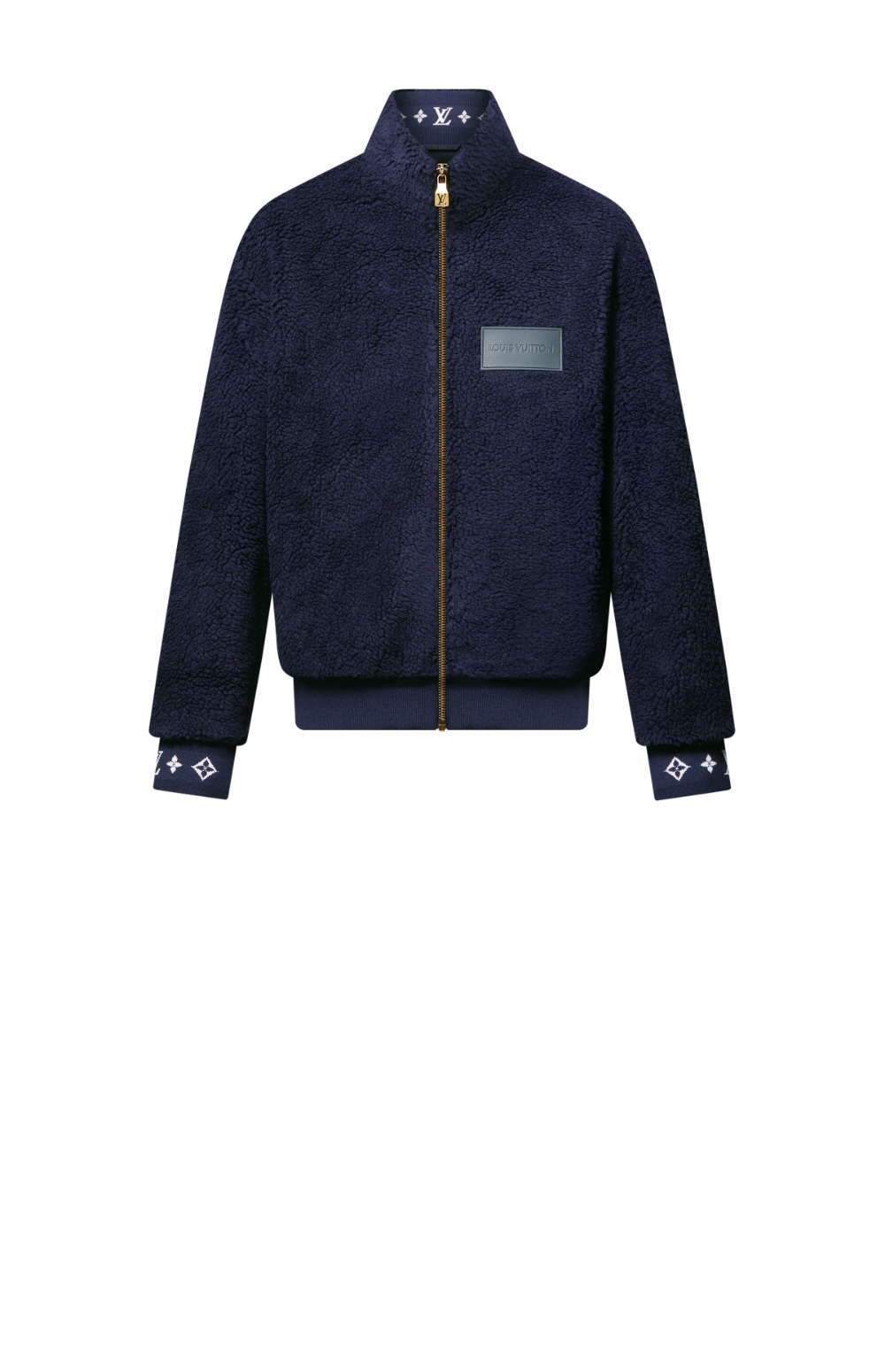 루이비통 레더 패치 플리스 블루종