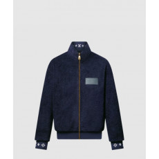 루이비통 레더 패치 플리스 블루종