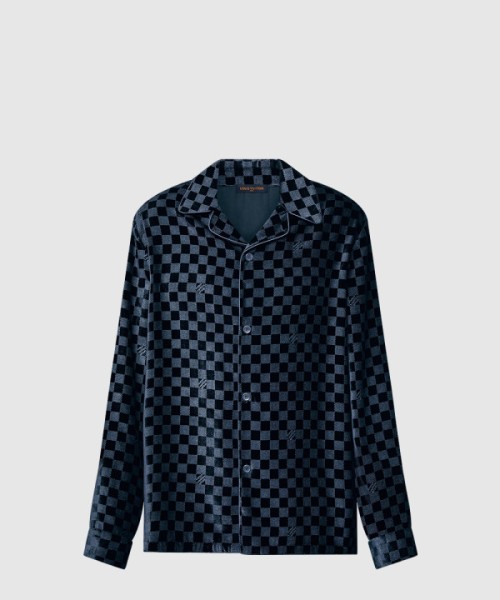 루이비통 실크 블렌드 벨벳 롱 슬리브드 이브닝 오버셔츠