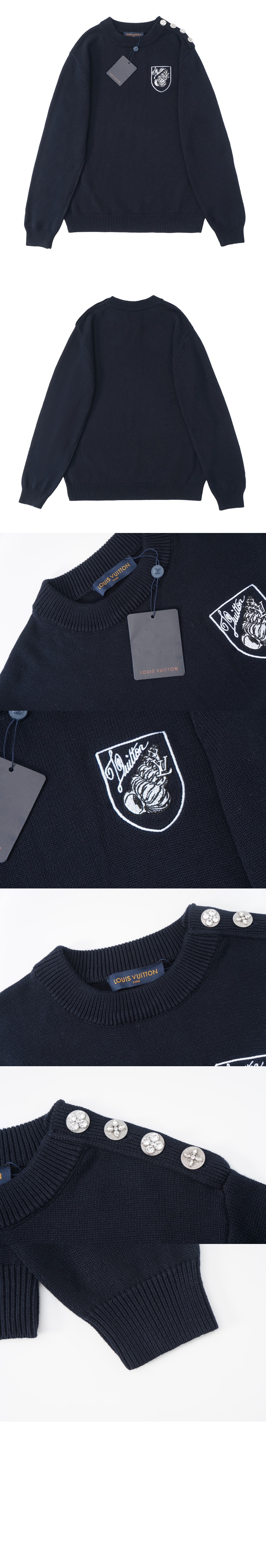 루이비통 엠브로이더드 코튼 블렌드 크루넥