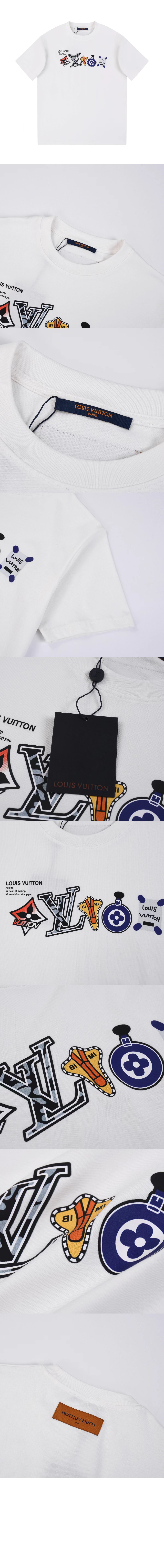 루이비통 로고 프린트 반팔