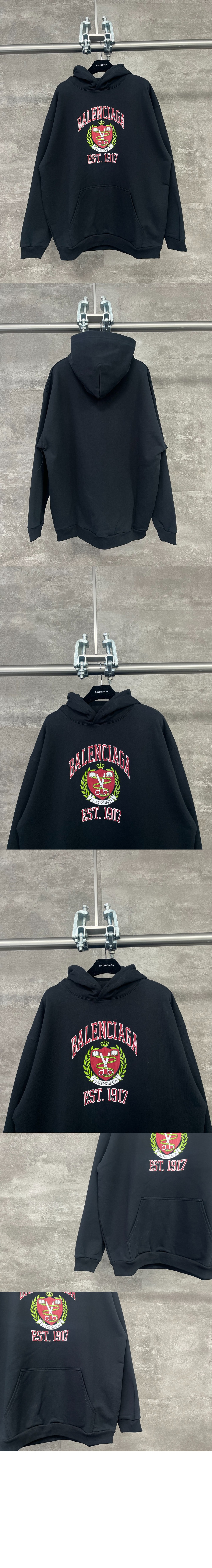 발렌시아가 로고 프린트 코튼 후디