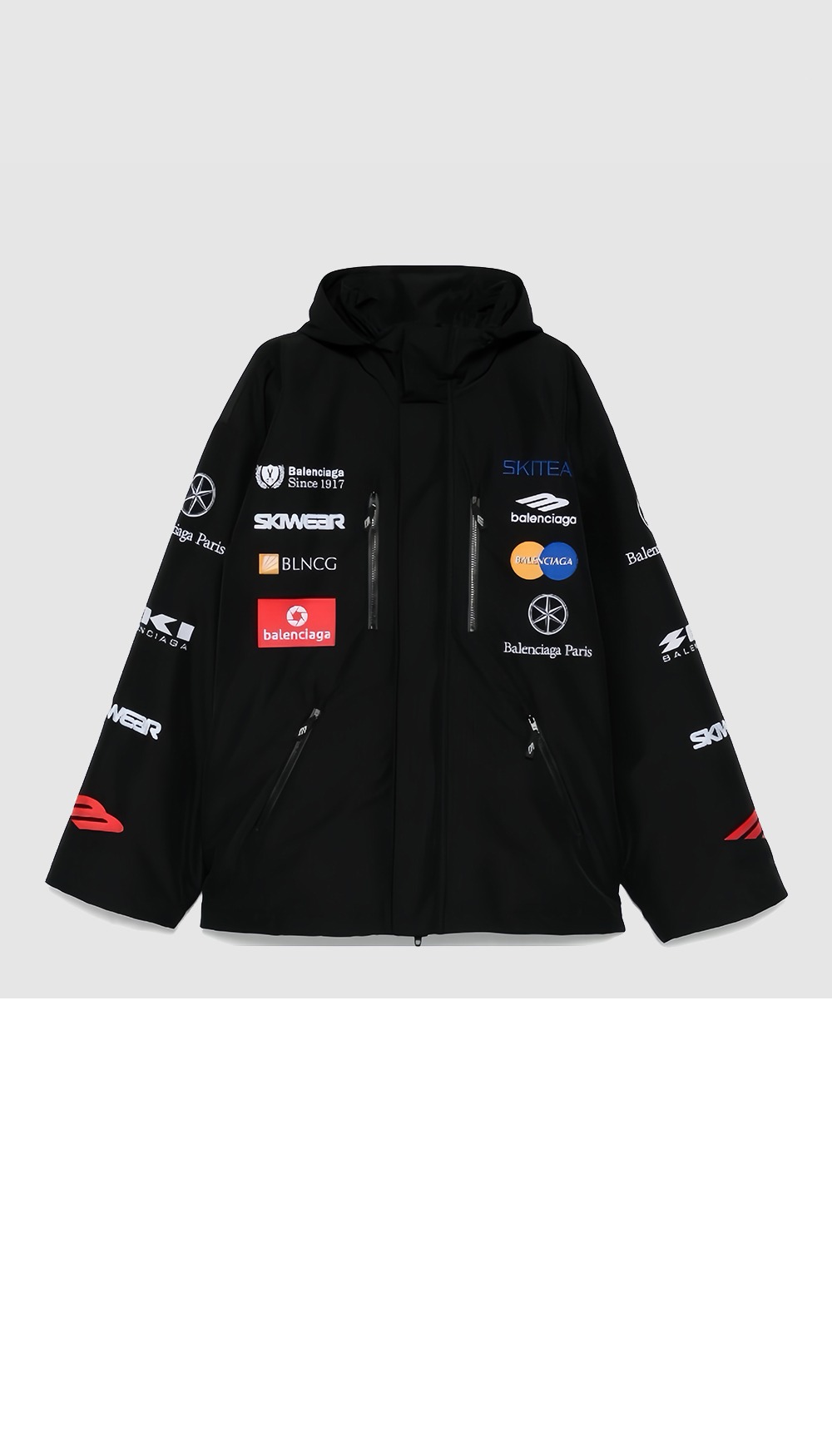 발렌시아가 로고 패치 후드 재킷