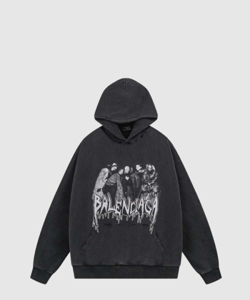 발렌시아가 로고 프린트 코튼 후디