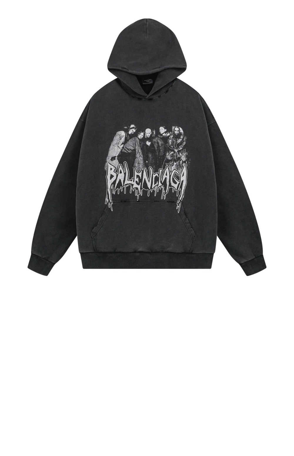 발렌시아가 로고 프린트 코튼 후디