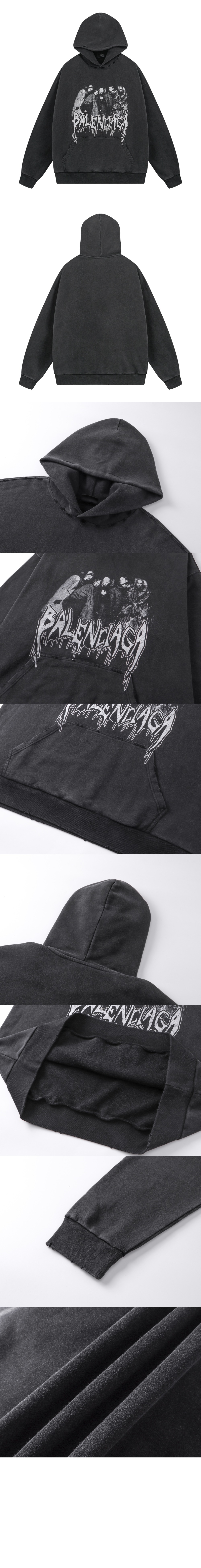 발렌시아가 로고 프린트 코튼 후디