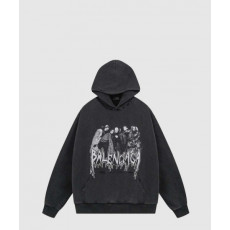 발렌시아가 로고 프린트 코튼 후디