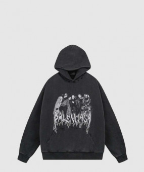 발렌시아가 로고 프린트 코튼 후디