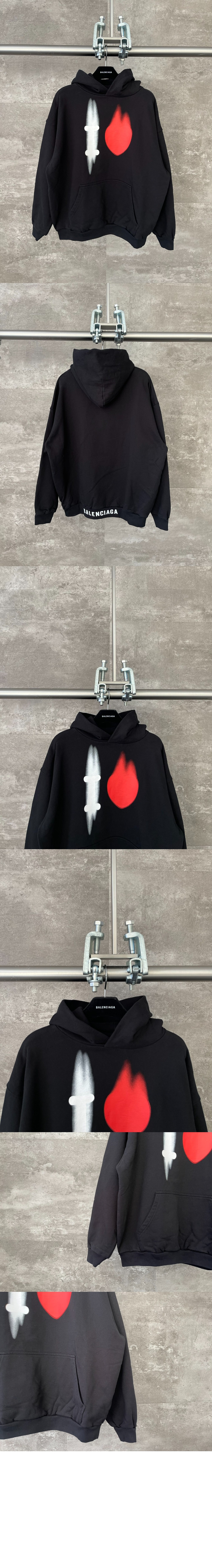 발렌시아가 로고 프린트 코튼 후디