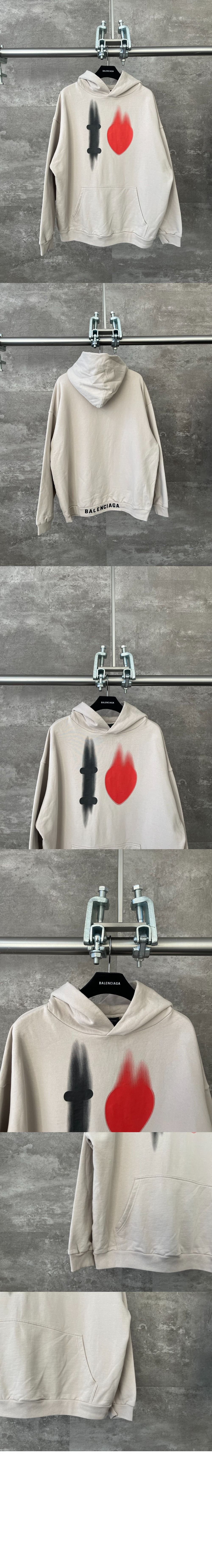 발렌시아가 로고 프린트 코튼 후디