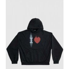 발렌시아가 로고 프린트 코튼 후디