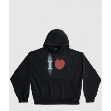 발렌시아가 로고 프린트 코튼 후디