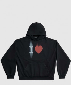 발렌시아가 로고 프린트 코튼 후디