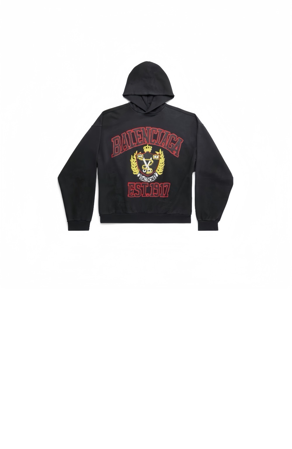 발렌시아가 로고 프린트 코튼 후디