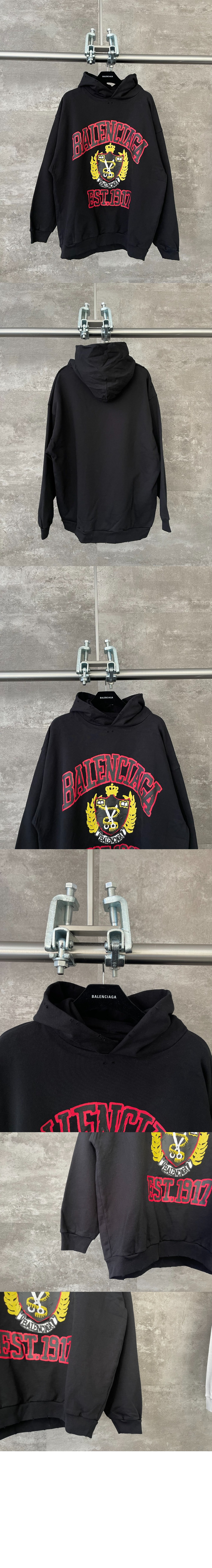 발렌시아가 로고 프린트 코튼 후디