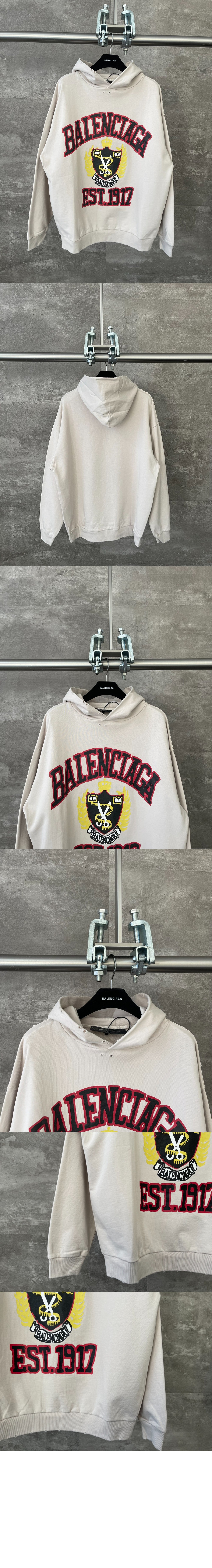 발렌시아가 로고 프린트 코튼 후디