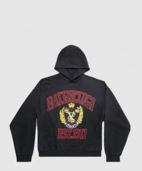 발렌시아가 로고 프린트 코튼 후디