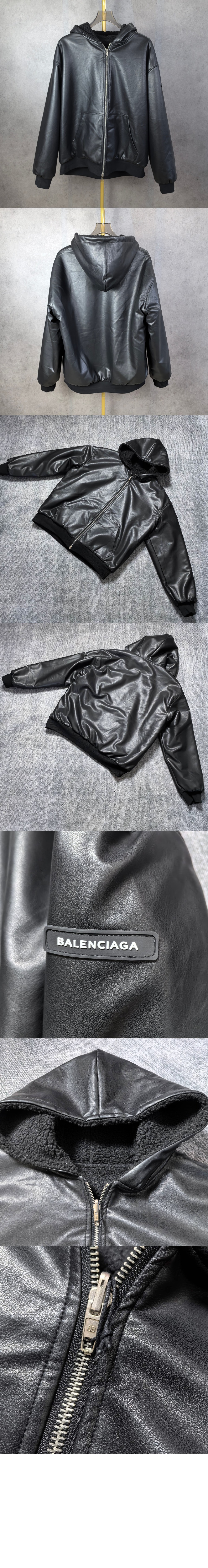 발렌시아가 후드가죽자켓