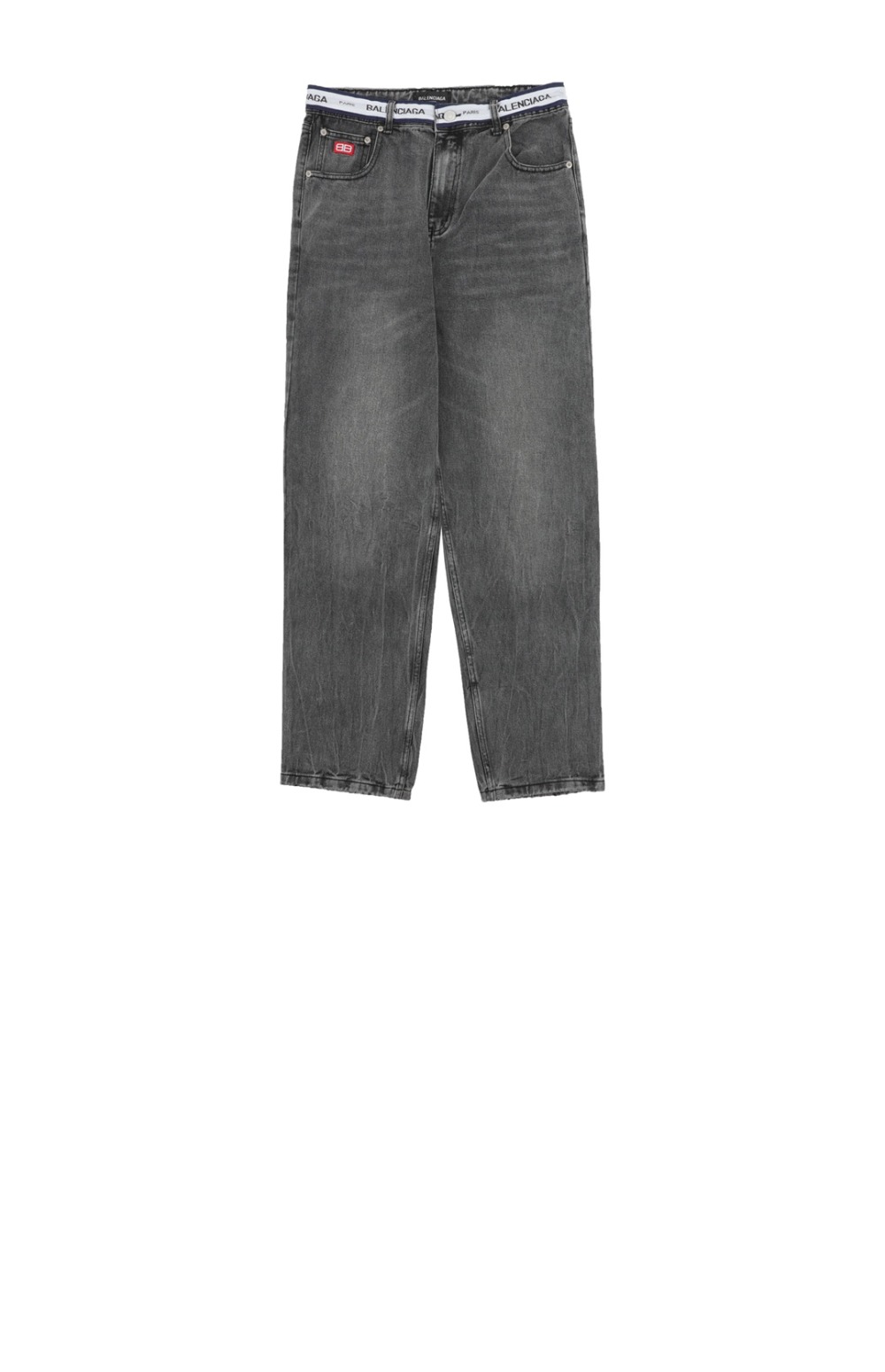 발렌시아가 웨이스트 로고 밴딩 데님 진