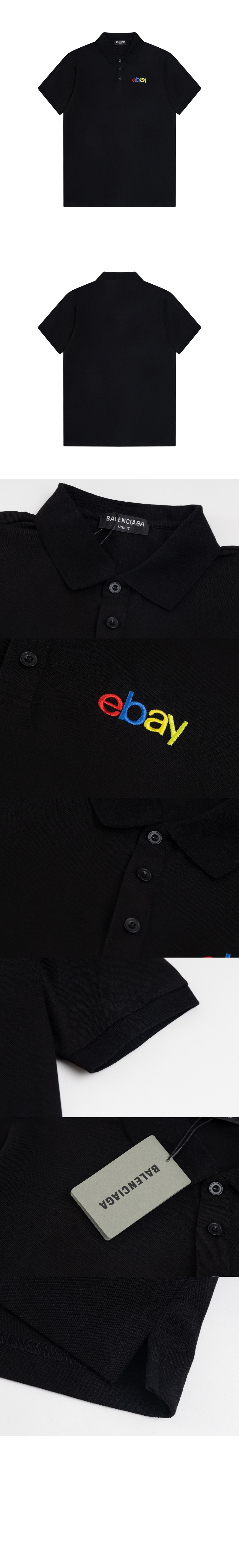 발렌시아가 이베이 자수 반팔 폴로 셔츠
