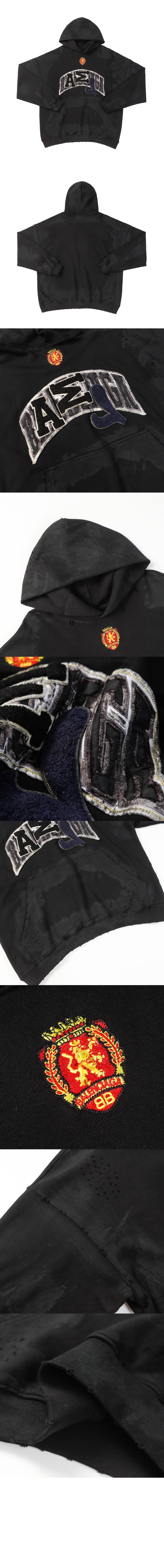 발렌시아가 스케이터 오버사이즈 후디 워시드