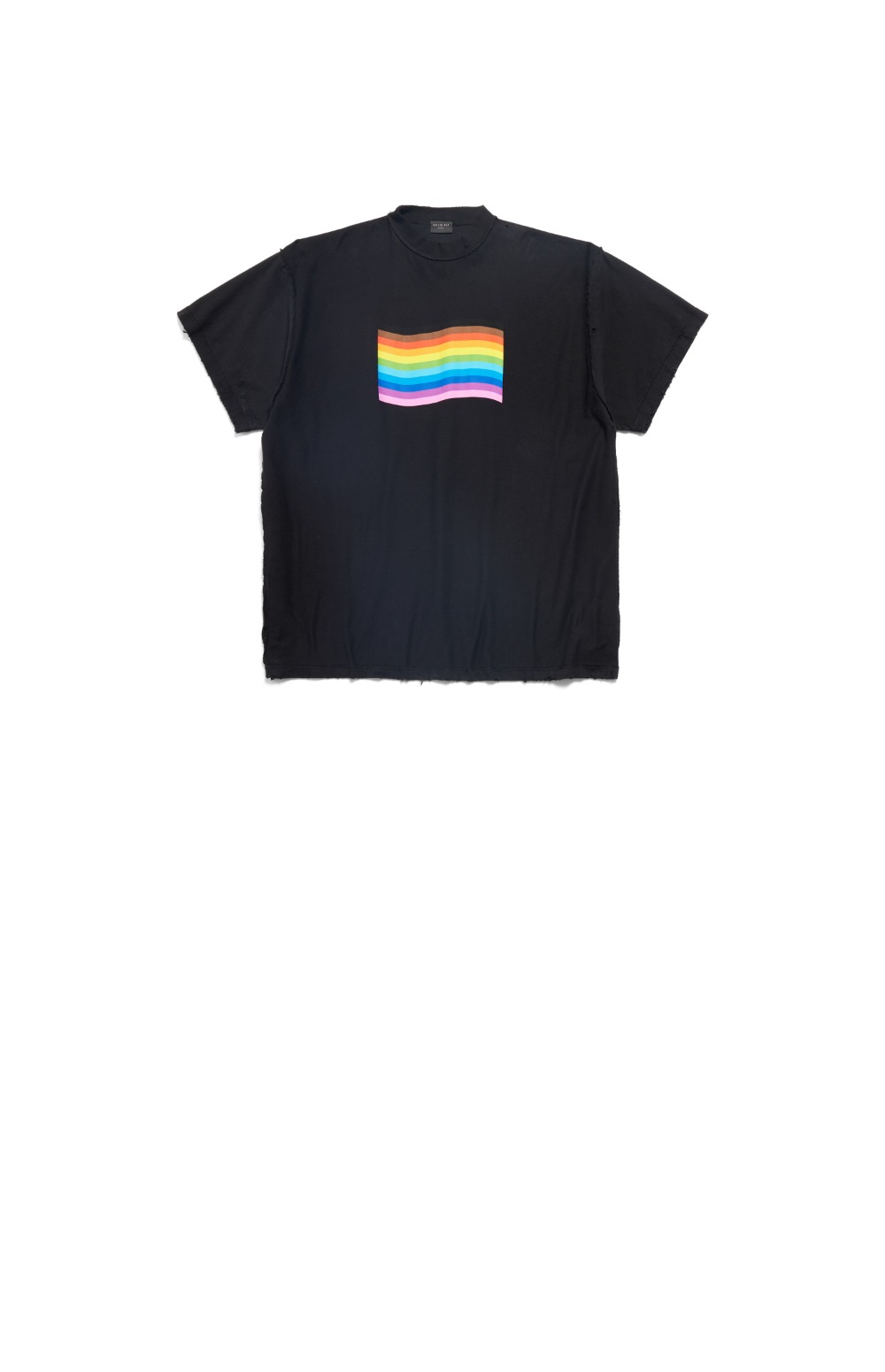 발렌시아가 레인보우 플래그 인사이드 아웃 오버사이즈 티셔츠