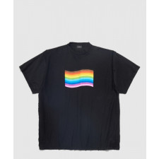 발렌시아가 레인보우 플래그 인사이드 아웃 오버사이즈 티셔츠